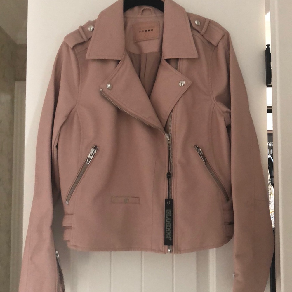 Blush faux leather biker jacket